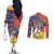 Philippines Kadayawan Couples Matching Off The Shoulder Long Sleeve Dress and Long Sleeve Button Shirt Filipino Eagle Durian with Polynesian and Igorots Pattern