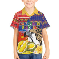 Philippines Kadayawan Family Matching Tank Maxi Dress and Hawaiian Shirt Filipino Eagle Durian with Polynesian and Igorots Pattern