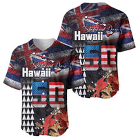 Hawaii Statehood Day Baseball Jersey 50th state of the United States Kakau Tattoos and Hibiscus Grunge LT03 - Polynesian Pride