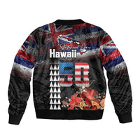 Hawaii Statehood Day Bomber Jacket 50th state of the United States Kakau Tattoos and Hibiscus Grunge LT03 - Polynesian Pride