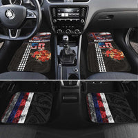 Hawaii Statehood Day Car Mats 50th state of the United States Kakau Tattoos and Hibiscus Grunge - Polynesian Pride