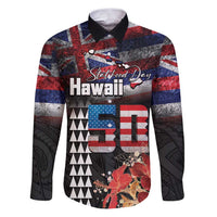 Hawaii Statehood Day Family Matching Puletasi and Hawaiian Shirt 50th state of the United States Kakau Tattoos and Hibiscus Grunge - Polynesian Pride