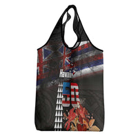 Hawaii Statehood Day Grocery Bag 50th state of the United States Kakau Tattoos and Hibiscus Grunge - Polynesian Pride