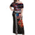 Hawaii Statehood Day Off Shoulder Maxi Dress 50th state of the United States Kakau Tattoos and Hibiscus Grunge - Polynesian Pride