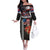 Hawaii Statehood Day Off The Shoulder Long Sleeve Dress 50th state of the United States Kakau Tattoos and Hibiscus Grunge - Polynesian Pride