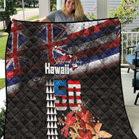 Hawaii Statehood Day Quilt 50th state of the United States Kakau Tattoos and Hibiscus Grunge - Polynesian Pride
