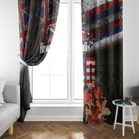 Hawaii Statehood Day Window Curtain 50th state of the United States Kakau Tattoos and Hibiscus Grunge - Polynesian Pride