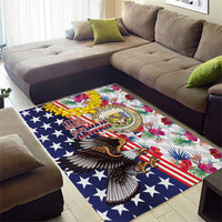 Hawaii and United States Together Area Rug Seal of Hawaii and Bald Eagle - Polynesian Pride