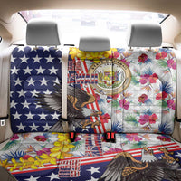 Hawaii and United States Together Back Car Seat Cover Seal of Hawaii and Bald Eagle - Polynesian Pride