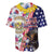 Hawaii and United States Together Baseball Jersey Seal of Hawaii and Bald Eagle - Polynesian Pride