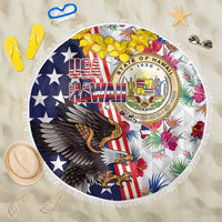 Hawaii and United States Together Beach Blanket Seal of Hawaii and Bald Eagle - Polynesian Pride