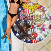 Hawaii and United States Together Beach Blanket Seal of Hawaii and Bald Eagle - Polynesian Pride