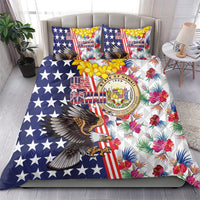 Hawaii and United States Together Bedding Set Seal of Hawaii and Bald Eagle - Polynesian Pride