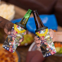 Hawaii and United States Together 4 in 1 Can Cooler Tumbler Seal of Hawaii and Bald Eagle - Polynesian Pride