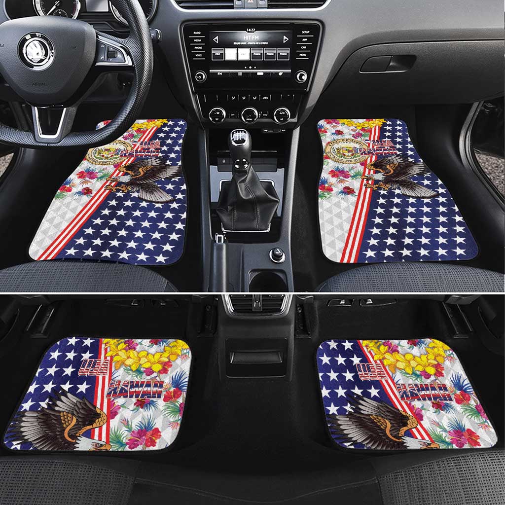 Hawaii and United States Together Car Mats Seal of Hawaii and Bald Eagle - Polynesian Pride