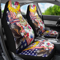 Hawaii and United States Together Car Seat Cover Seal of Hawaii and Bald Eagle - Polynesian Pride