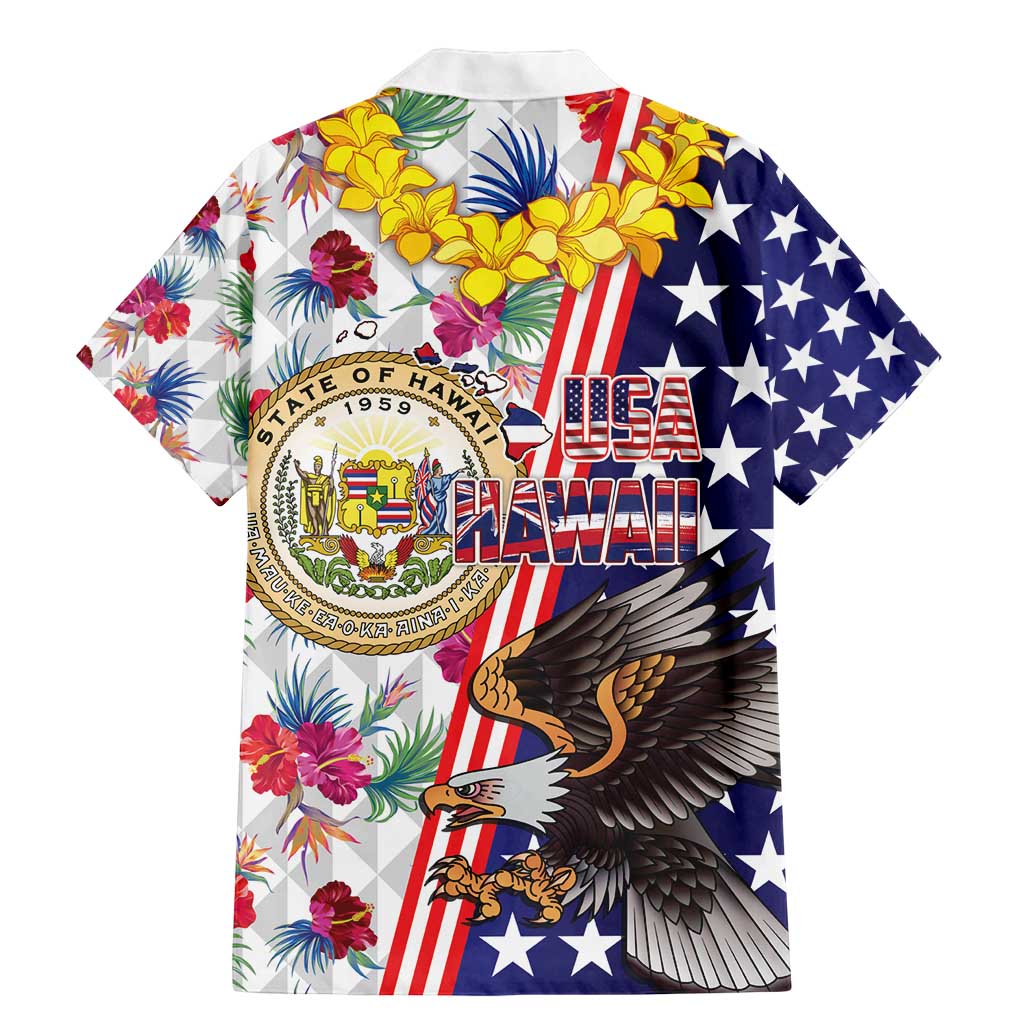 Hawaii and United States Together Family Matching Mermaid Dress and Hawaiian Shirt Seal of Hawaii and Bald Eagle LT03 - Polynesian Pride