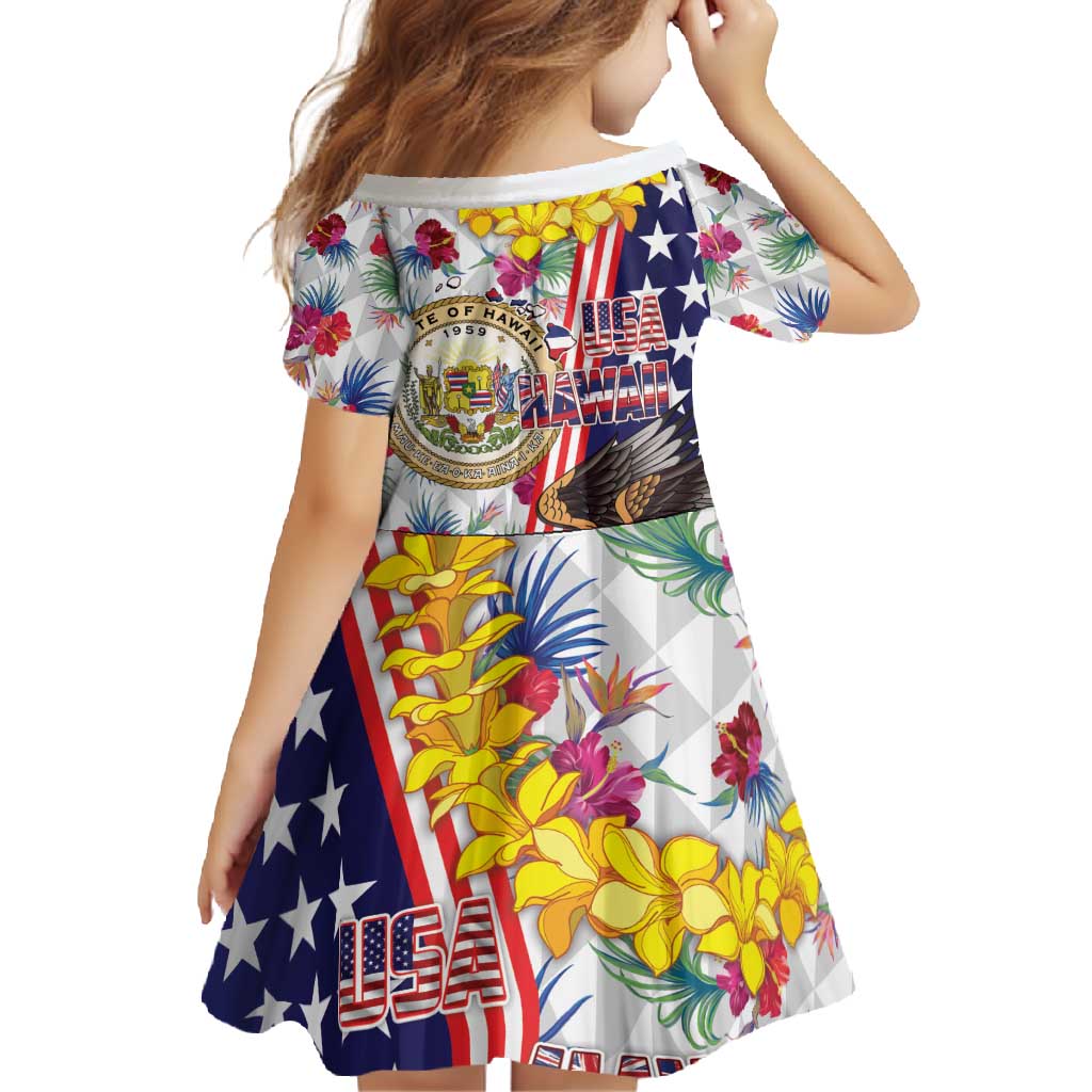 Hawaii and United States Together Family Matching Off Shoulder Maxi Dress and Hawaiian Shirt Seal of Hawaii and Bald Eagle LT03 - Polynesian Pride