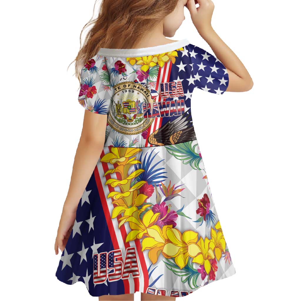 Hawaii and United States Together Family Matching Summer Maxi Dress and Hawaiian Shirt Seal of Hawaii and Bald Eagle LT03 - Polynesian Pride