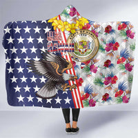 Hawaii and United States Together Hooded Blanket Seal of Hawaii and Bald Eagle - Polynesian Pride