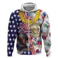 Hawaii and United States Together Hoodie Seal of Hawaii and Bald Eagle - Polynesian Pride