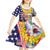 Hawaii and United States Together Kid Short Sleeve Dress Seal of Hawaii and Bald Eagle - Polynesian Pride