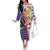 Hawaii and United States Together Off The Shoulder Long Sleeve Dress Seal of Hawaii and Bald Eagle - Polynesian Pride