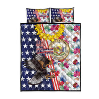Hawaii and United States Together Quilt Bed Set Seal of Hawaii and Bald Eagle - Polynesian Pride