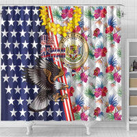 Hawaii and United States Together Shower Curtain Seal of Hawaii and Bald Eagle - Polynesian Pride
