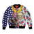 Hawaii and United States Together Sleeve Zip Bomber Jacket Seal of Hawaii and Bald Eagle - Polynesian Pride