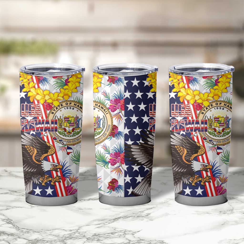 Hawaii and United States Together Tumbler Cup Seal of Hawaii and Bald Eagle - Polynesian Pride