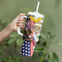 Hawaii and United States Together Tumbler With Handle Seal of Hawaii and Bald Eagle - Polynesian Pride