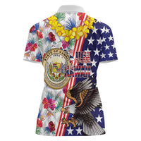 Hawaii and United States Together Women Polo Shirt Seal of Hawaii and Bald Eagle LT03 - Polynesian Pride