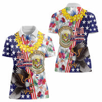 Hawaii and United States Together Women Polo Shirt Seal of Hawaii and Bald Eagle LT03 - Polynesian Pride