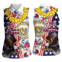 Hawaii and United States Together Women Sleeveless Polo Shirt Seal of Hawaii and Bald Eagle LT03 - Polynesian Pride