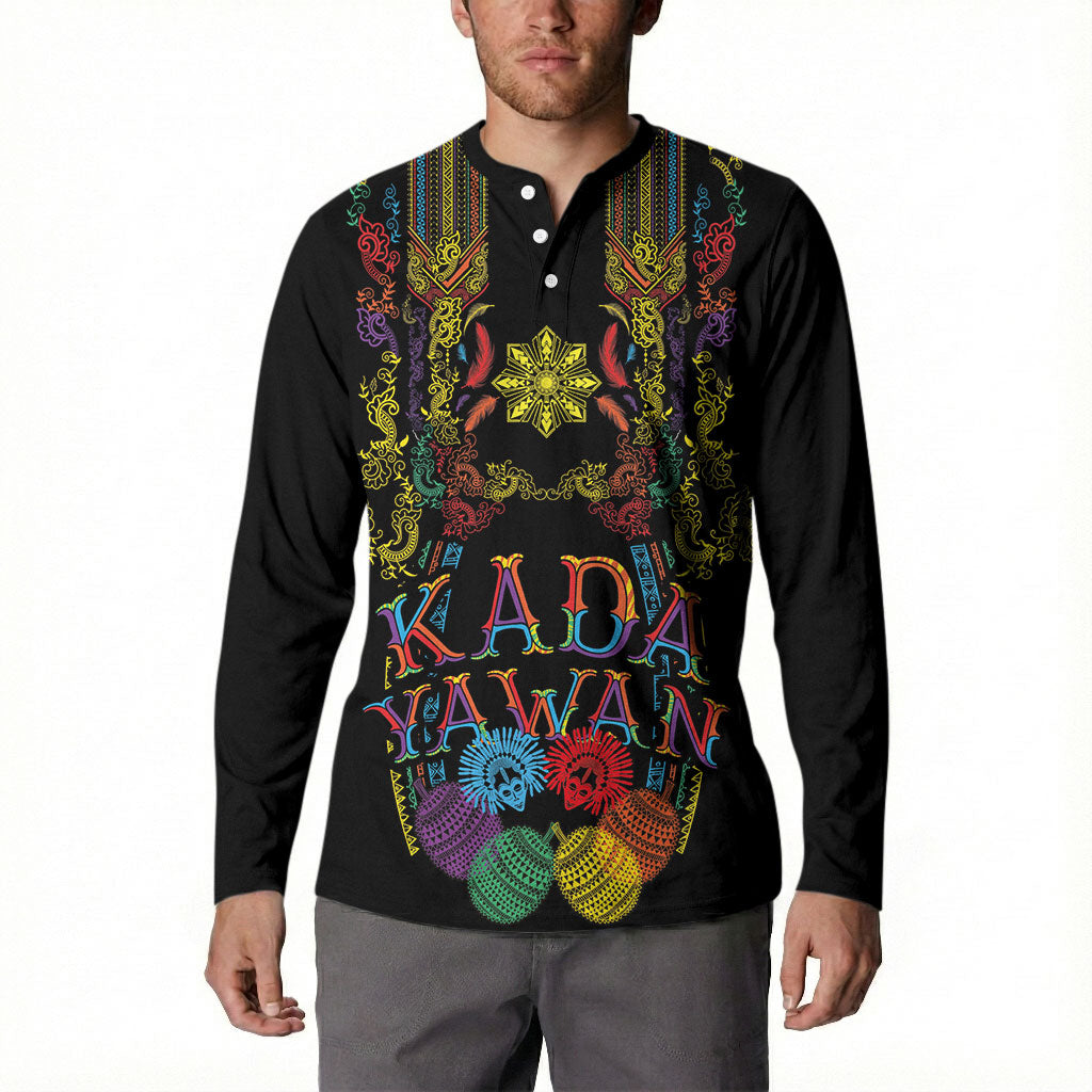Philippines Kadayawan Festival Button Sweatshirt Polynesian Tribal Art Barong Style