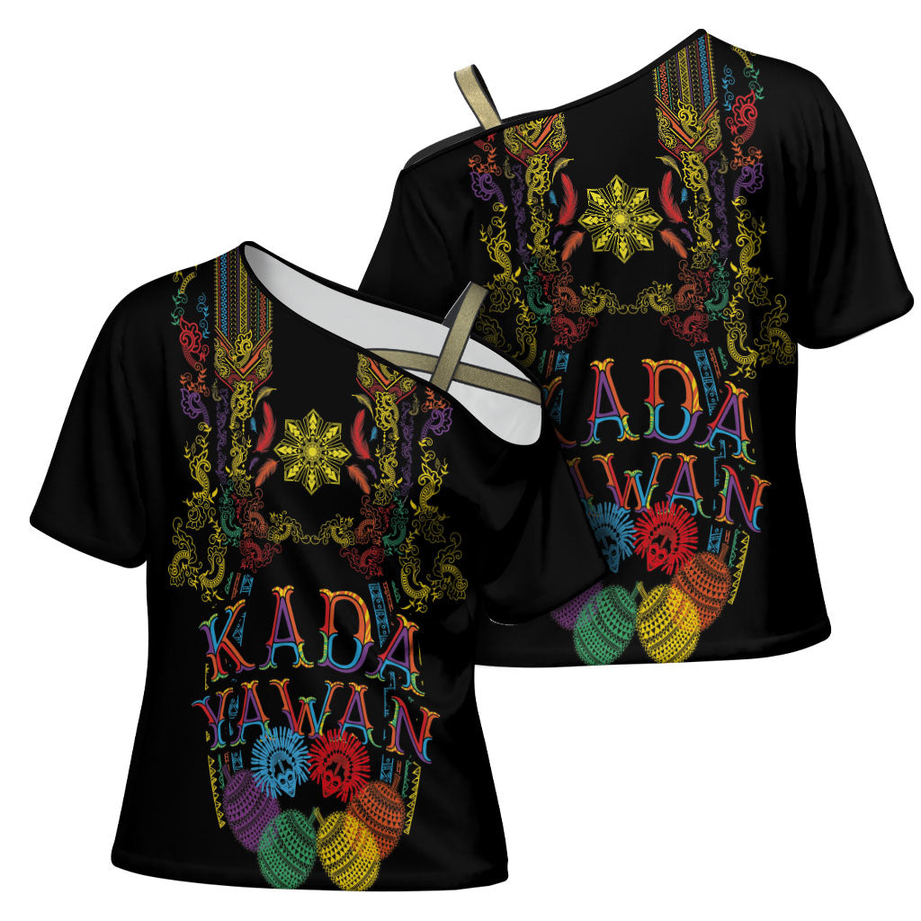 Philippines Kadayawan Festival Cross Shoulder Shirt Polynesian Tribal Art Barong Style