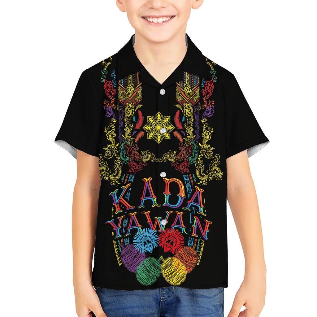 Philippines Kadayawan Festival Family Matching Long Sleeve Bodycon Dress and Hawaiian Shirt Polynesian Tribal Art Barong Style LT03 Son's Shirt Black - Polynesian Pride