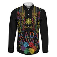 Philippines Kadayawan Festival Family Matching Off Shoulder Maxi Dress and Hawaiian Shirt Polynesian Tribal Art Barong Style LT03 Dad's Shirt - Long Sleeve Black - Polynesian Pride