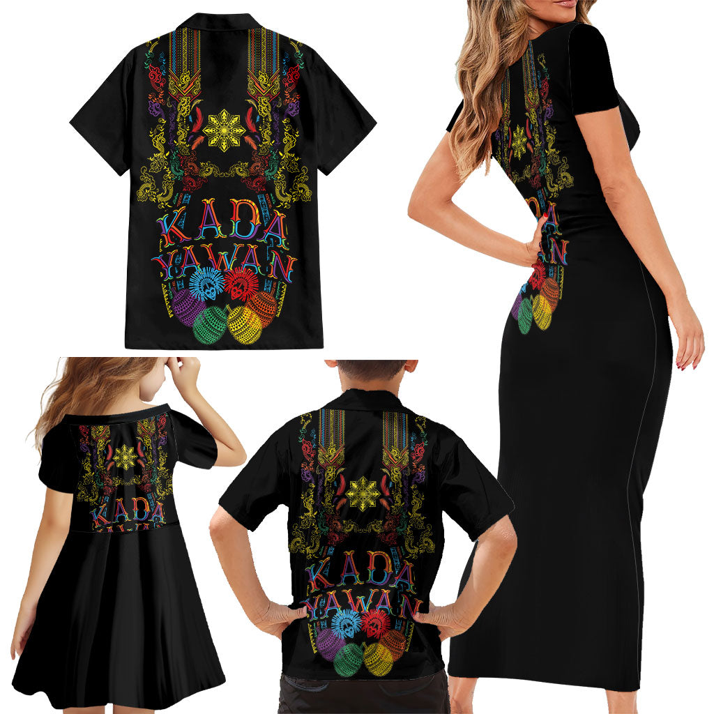 Philippines Kadayawan Festival Family Matching Short Sleeve Bodycon Dress and Hawaiian Shirt Polynesian Tribal Art Barong Style LT03 - Polynesian Pride