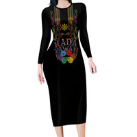 Philippines Kadayawan Festival Long Sleeve Bodycon Dress Polynesian Tribal Art Barong Style