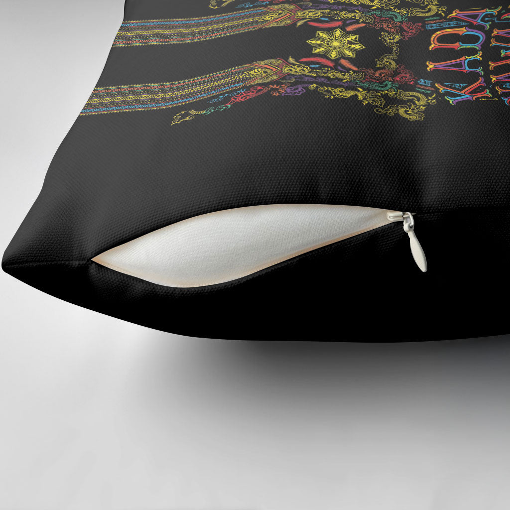 Philippines Kadayawan Festival Pillow Cover Polynesian Tribal Art Barong Style