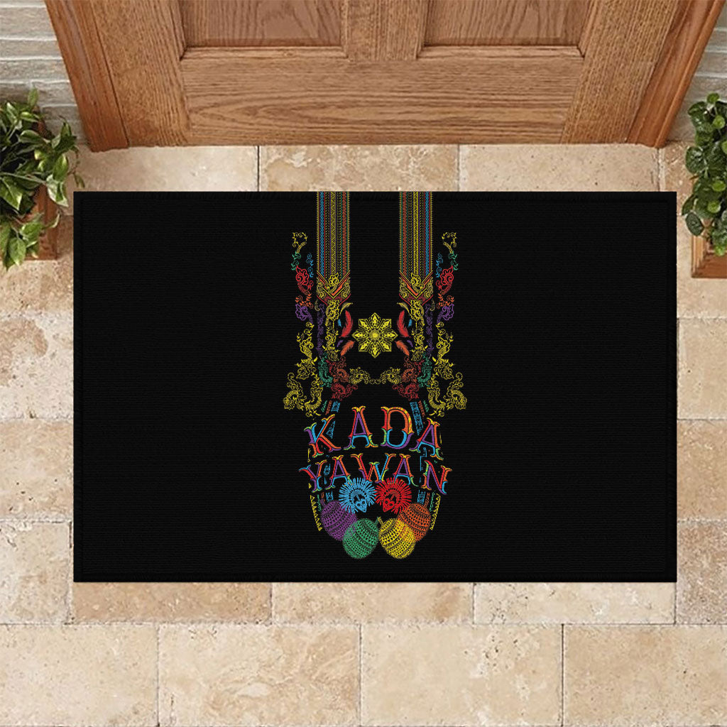 Philippines Kadayawan Festival Rubber Doormat Polynesian Tribal Art Barong Style LT03 Black - Polynesian Pride