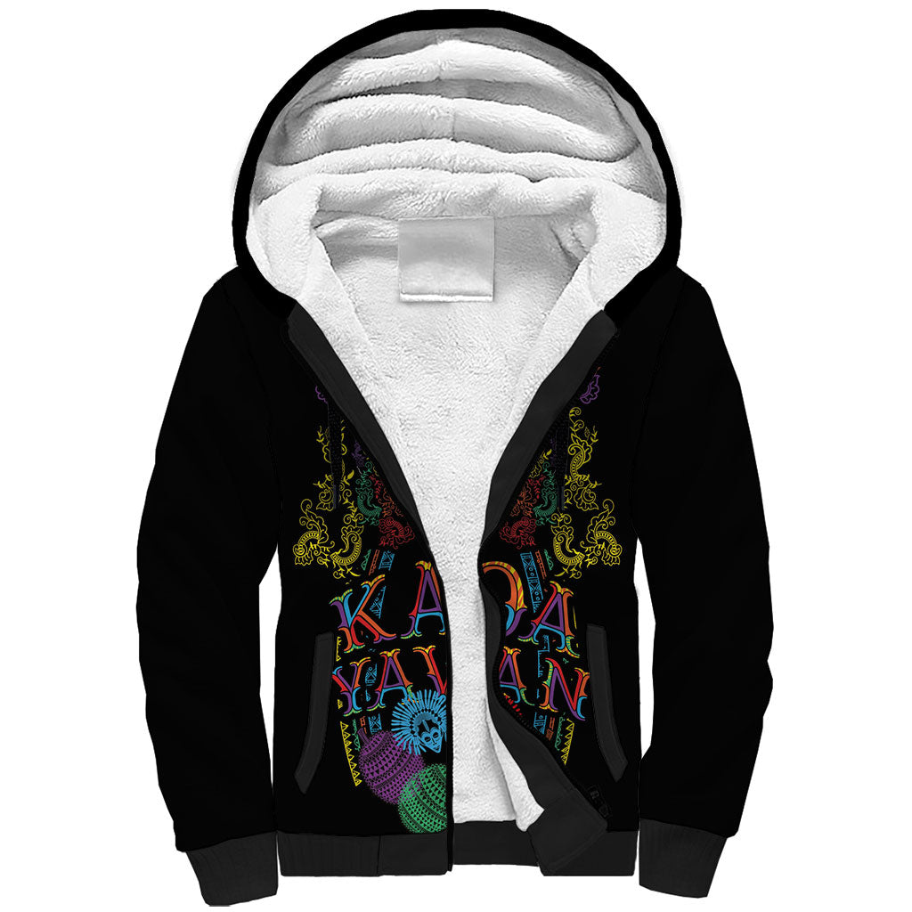 Philippines Kadayawan Festival Sherpa Hoodie Polynesian Tribal Art Barong Style