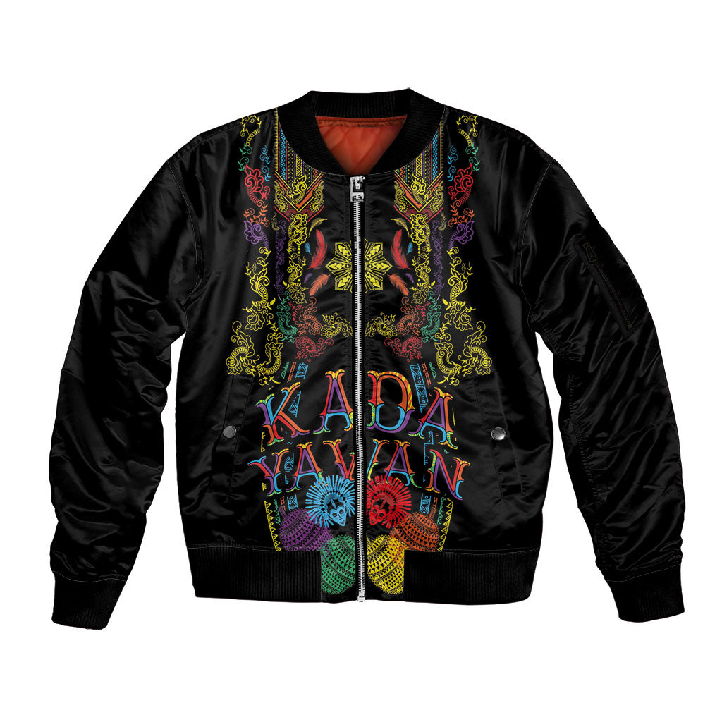 Philippines Kadayawan Festival Sleeve Zip Bomber Jacket Polynesian Tribal Art Barong Style