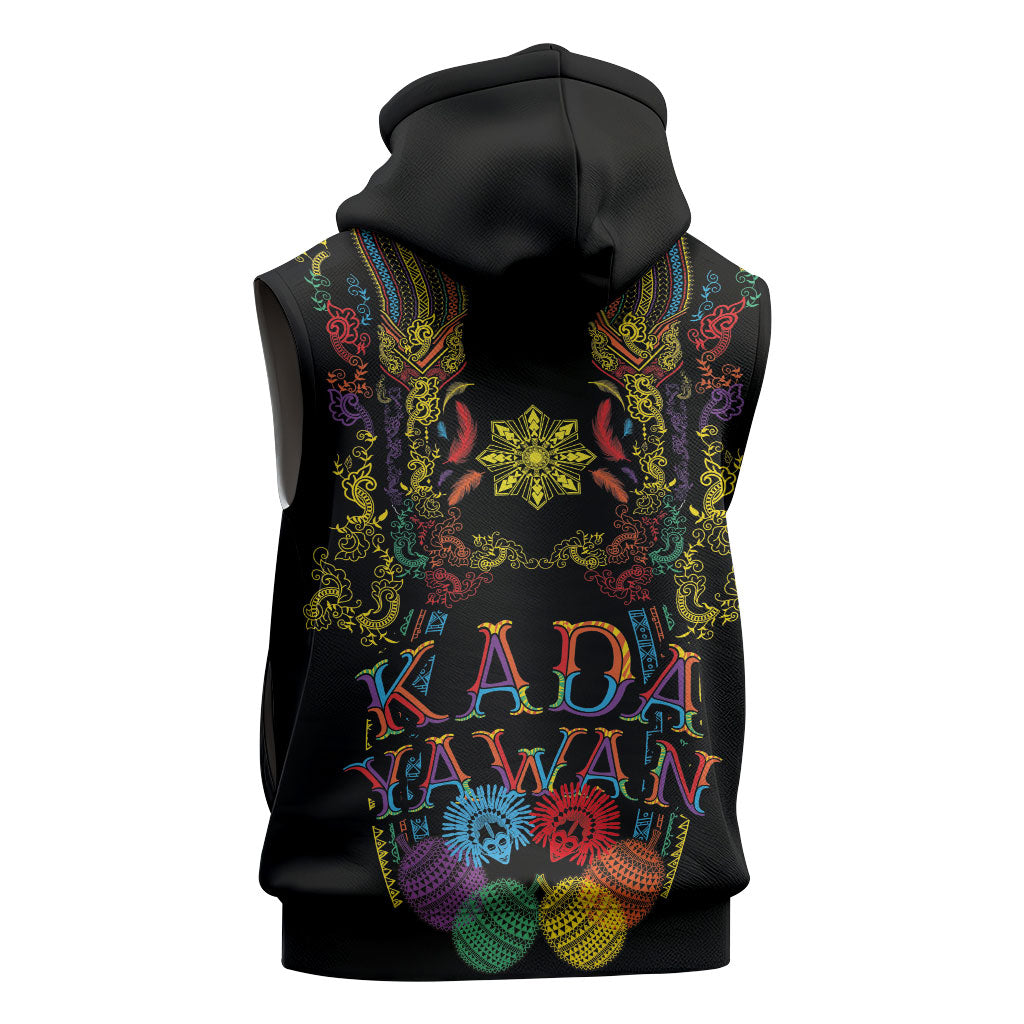 Philippines Kadayawan Festival Sleeveless Zip Hoodie Polynesian Tribal Art Barong Style