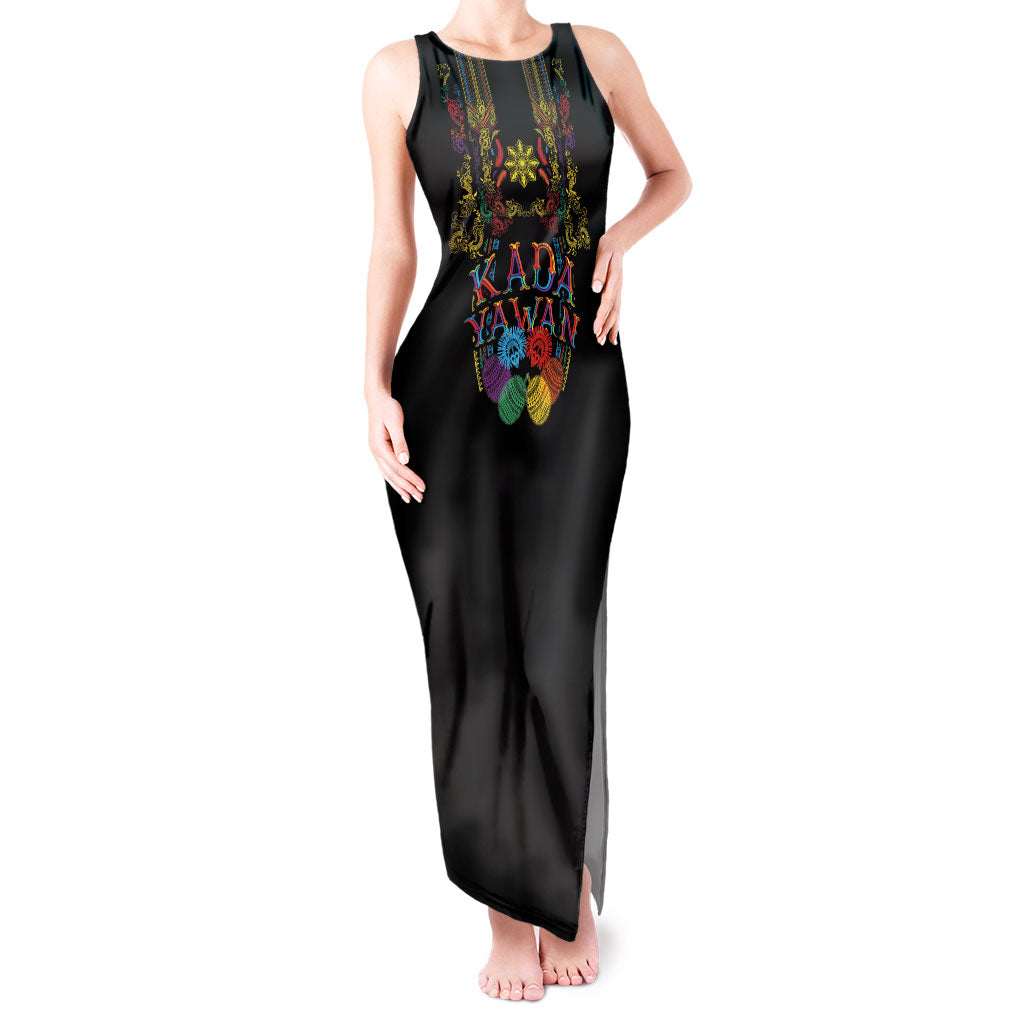 Philippines Kadayawan Festival Tank Maxi Dress Polynesian Tribal Art Barong Style LT03 Women Black - Polynesian Pride