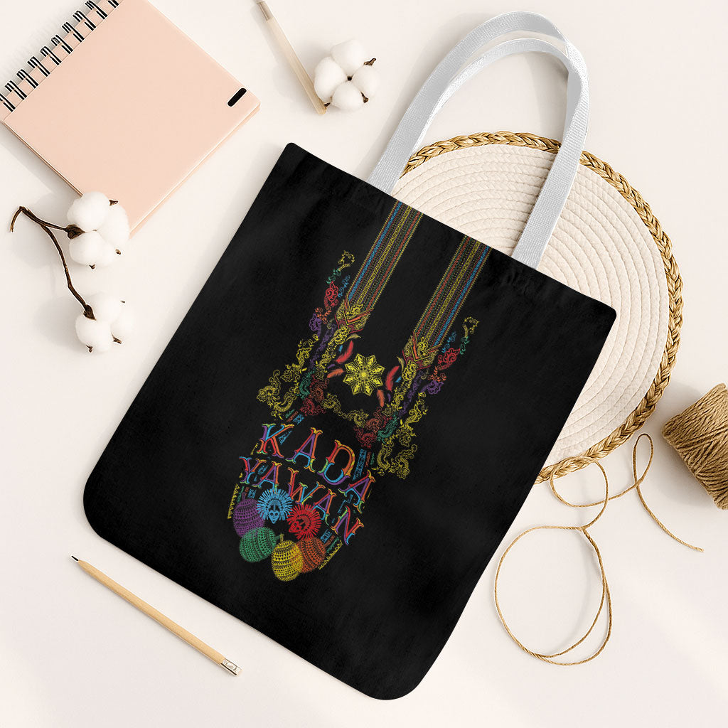 Philippines Kadayawan Festival Tote Bag Polynesian Tribal Art Barong Style LT03 White Strap One Size Black - Polynesian Pride