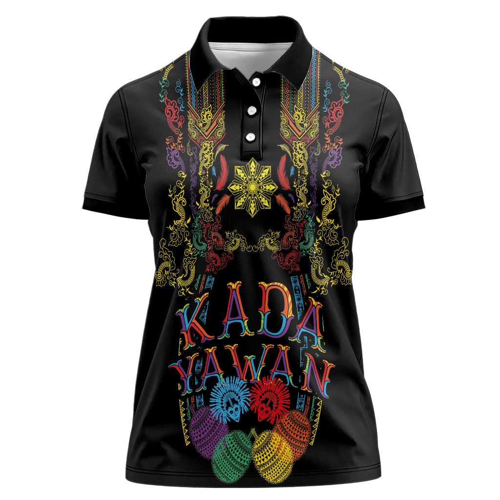 Philippines Kadayawan Festival Women Polo Shirt Polynesian Tribal Art Barong Style