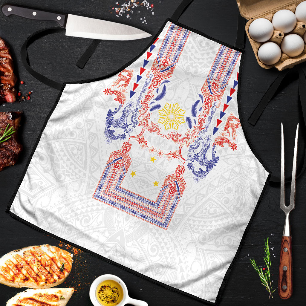 Philippines Barong Style Apron Polynesian Kakau Art Tattoos with Tribal Filipino Sun LT03 White - Polynesian Pride